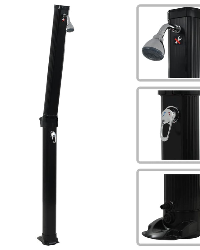 Solardouche Inklapbaar 23 L 214 Cm Zwart
