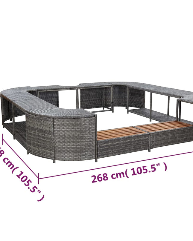 Spa-Ombouw Vierkant 268X268X55 Cm Poly Rattan