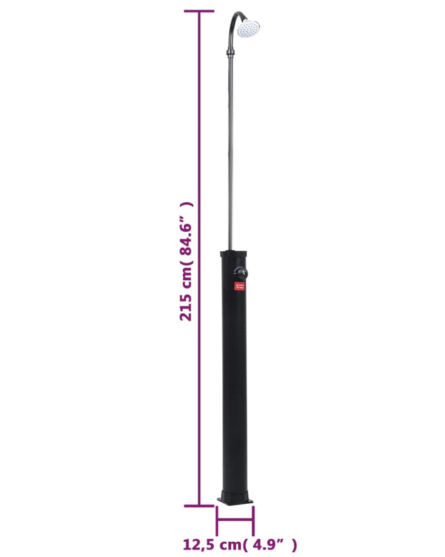 Buitendouche Solar 8 L 215 Cm Zwart