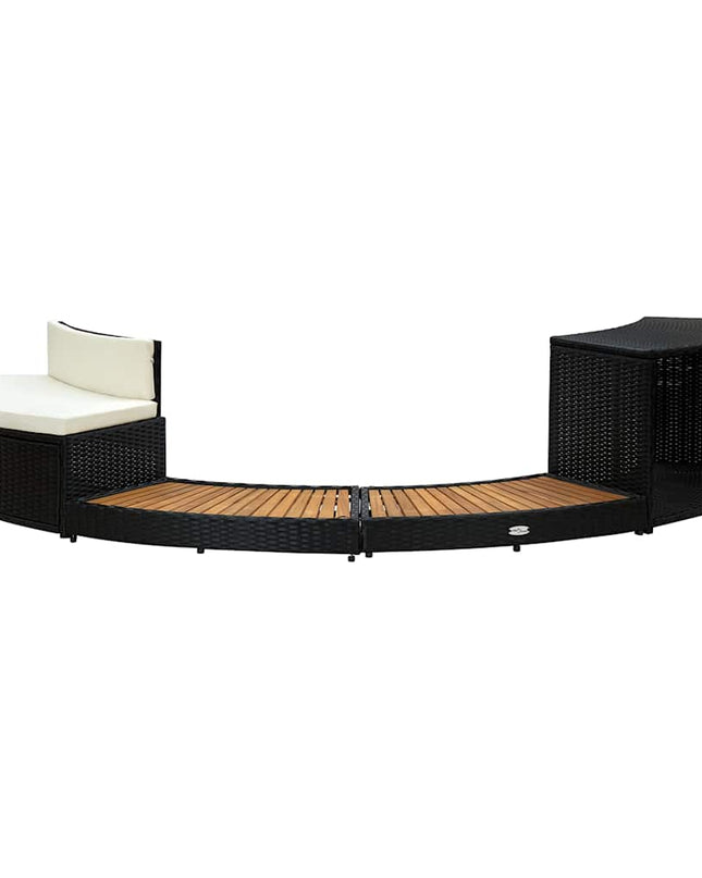 Spa-Ombouw Poly Rattan En Acaciahout Zwart