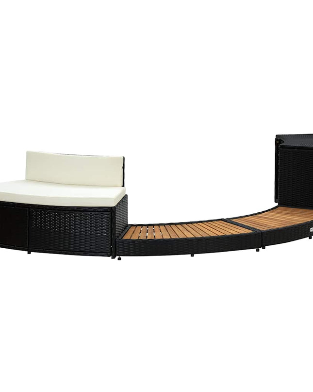 Spa-Ombouw Poly Rattan En Acaciahout Zwart