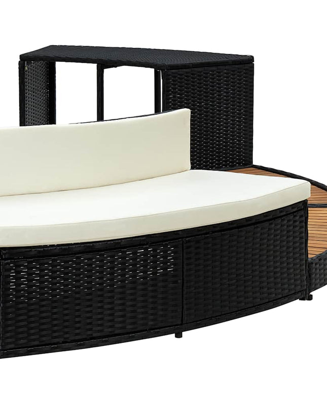 Spa-Ombouw Poly Rattan En Acaciahout Zwart