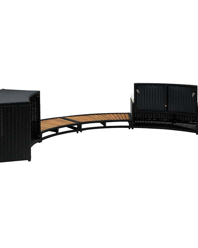 Spa-Ombouw Poly Rattan En Acaciahout Zwart