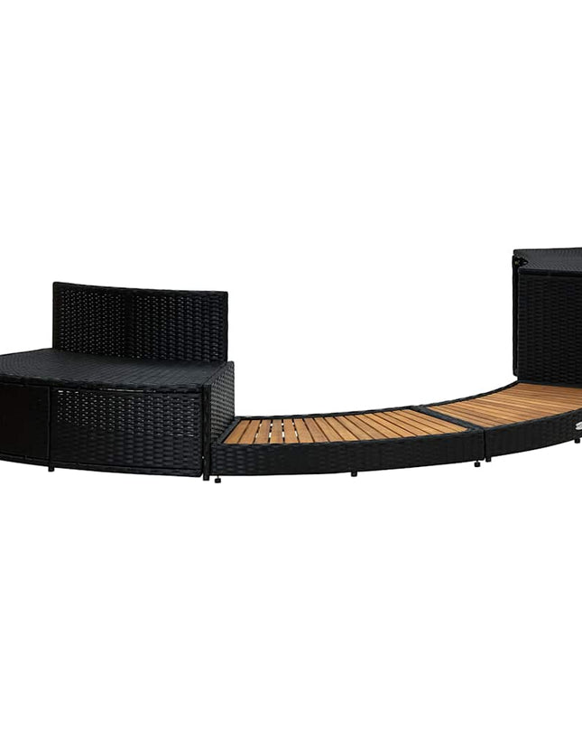 Spa-Ombouw Poly Rattan En Acaciahout Zwart