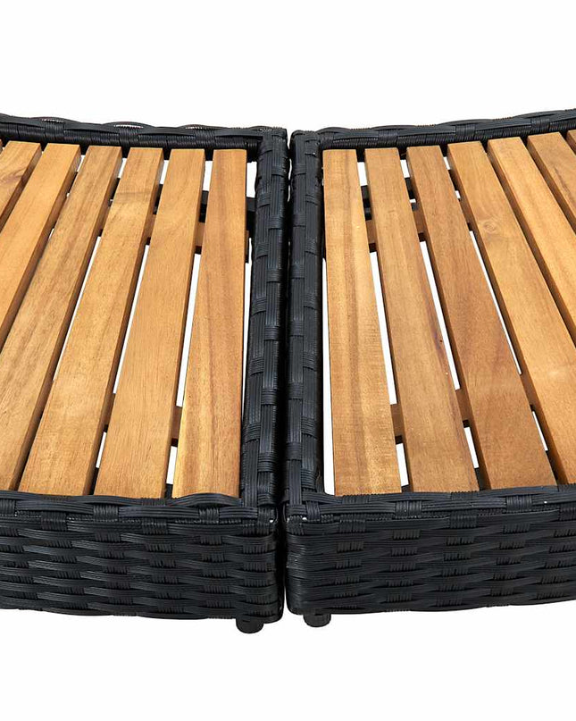 Spa-Ombouw Poly Rattan En Acaciahout Zwart