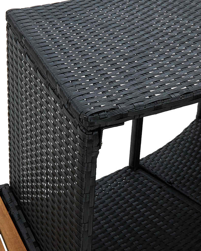 Spa-Ombouw Poly Rattan En Acaciahout Zwart