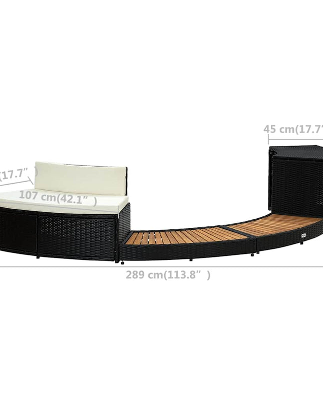 Spa-Ombouw Poly Rattan En Acaciahout Zwart