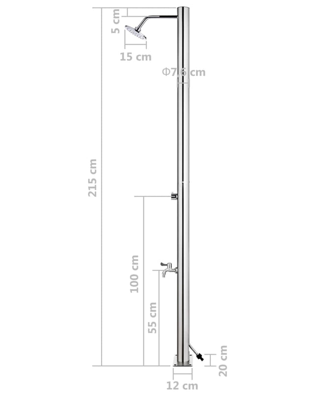 Buitendouche 215 Cm Roestvrij Staal