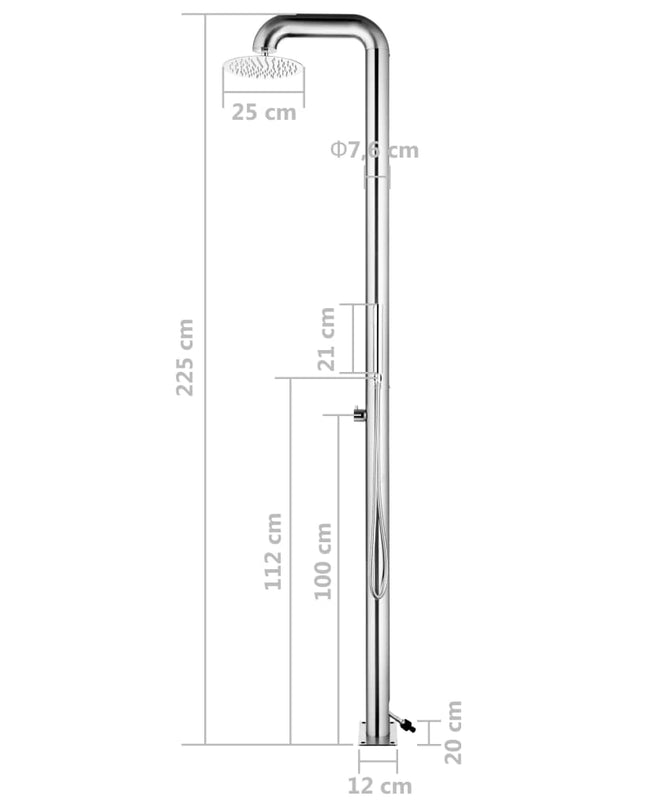Buitendouche 225 Cm Roestvrij Staal