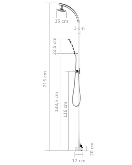 Buitendouche 215 Cm Aluminium Zwart