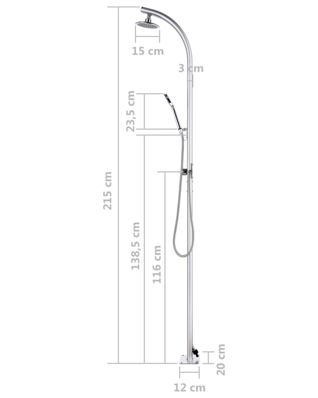 Buitendouche 215 Cm Aluminium Zwart