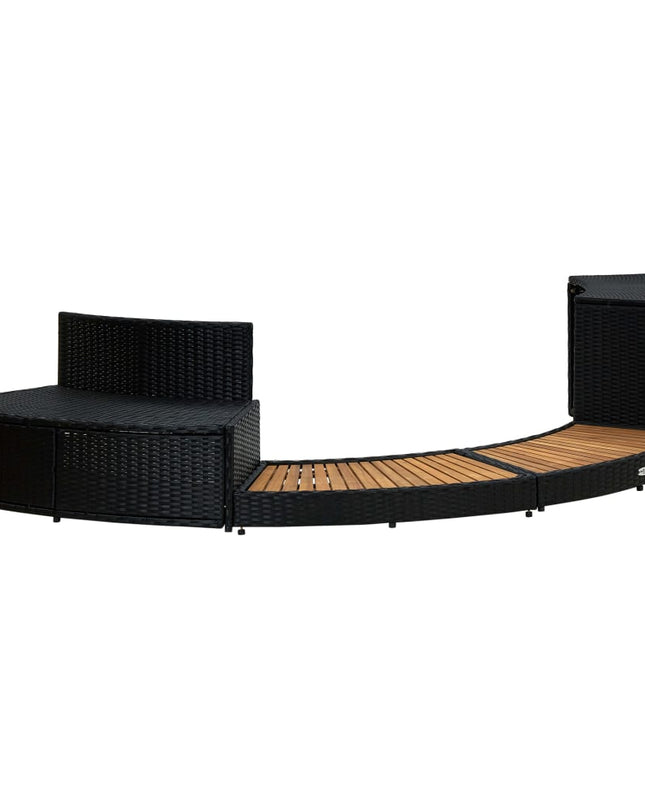 Spa-Ombouw Poly Rattan En Massief Acaciahout Zwart Groen