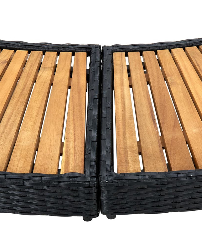 Spa-Ombouw Poly Rattan En Massief Acaciahout Zwart Groen