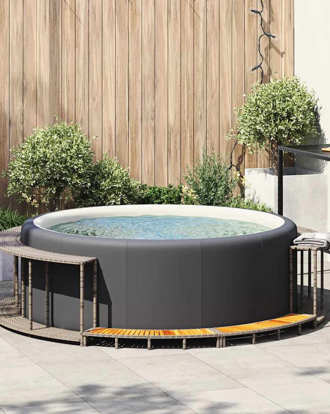 Hottub Ombouw Opbergruimte En Houten Opstapje Poly Rattan
