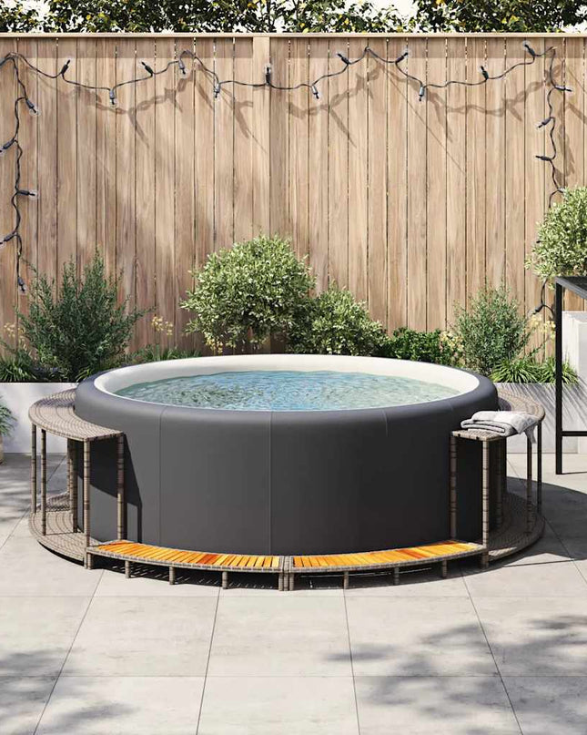 Hottub Ombouw Opbergruimte En Houten Opstapje Poly Rattan