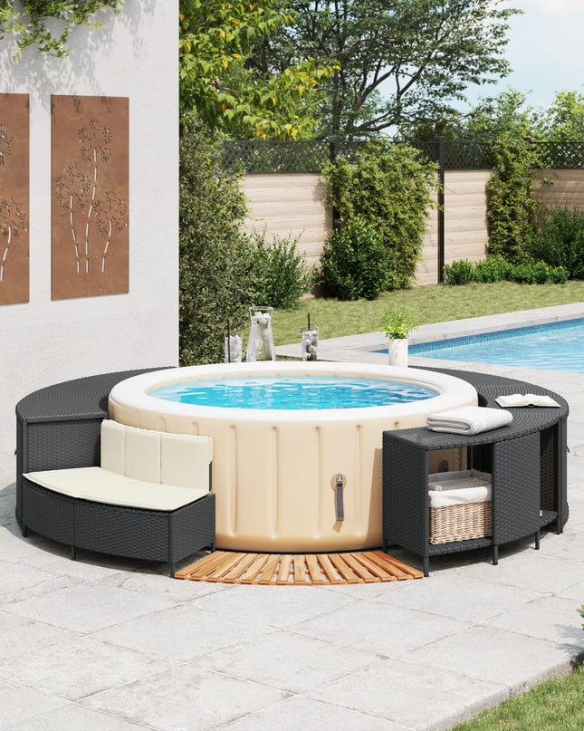 Hottub-Ombouw Poly Rattan En Massief Acaciahout