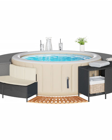 Hottub-Ombouw Poly Rattan En Massief Acaciahout