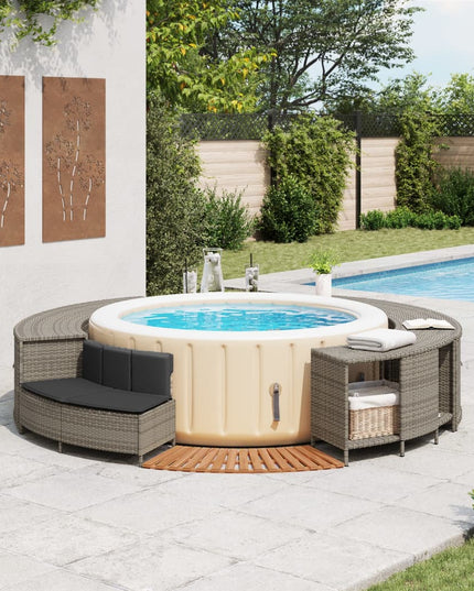 Hottub-Ombouw Poly Rattan Massief Acaciahout