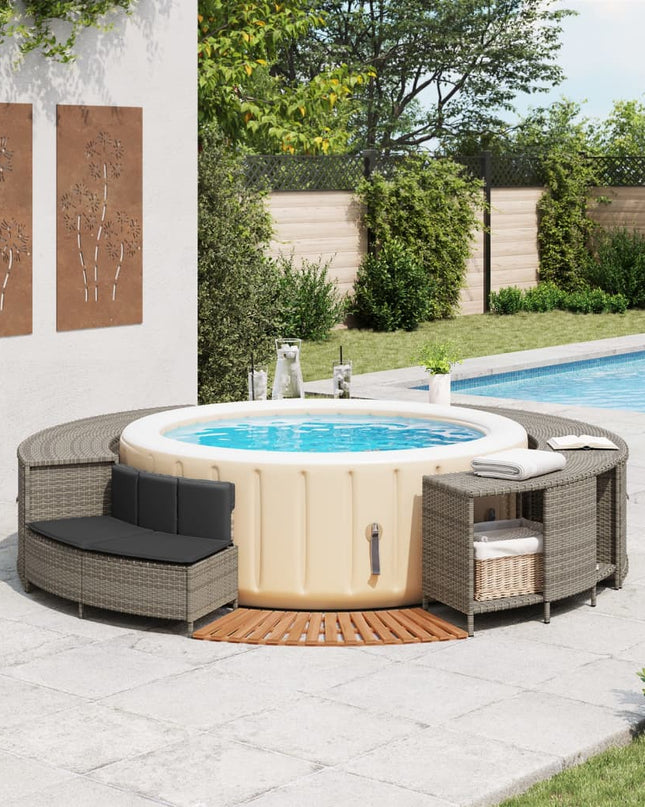 Hottub-Ombouw Poly Rattan Massief Acaciahout