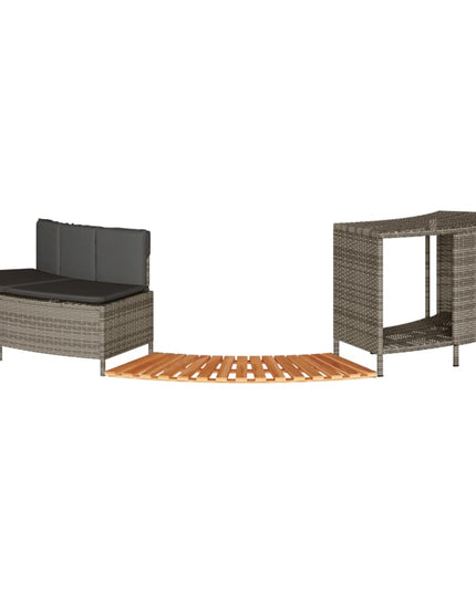 Hottub-Ombouw Poly Rattan Massief Acaciahout