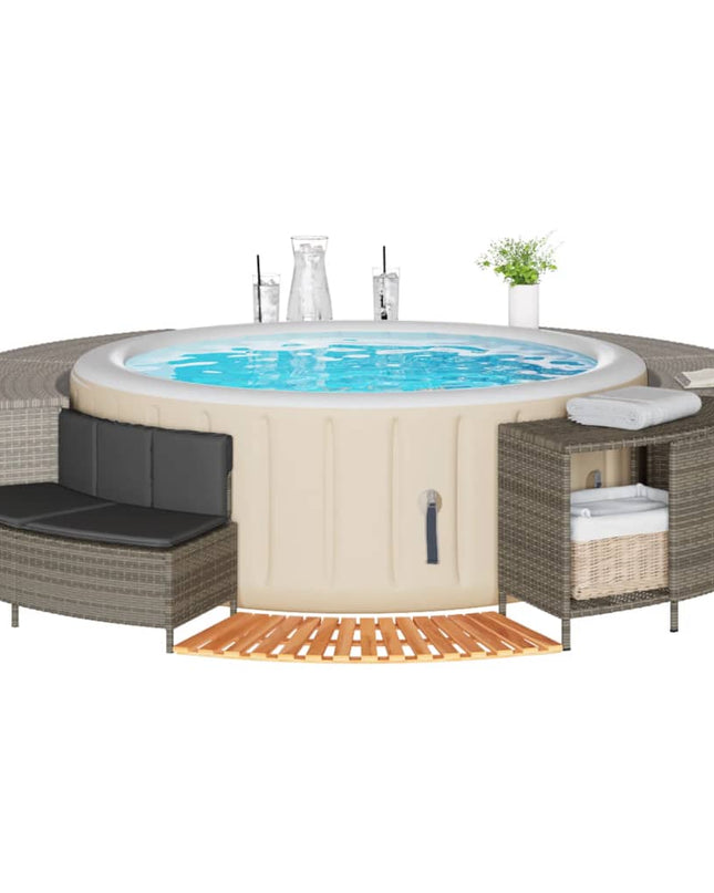 Hottub-Ombouw Poly Rattan Massief Acaciahout