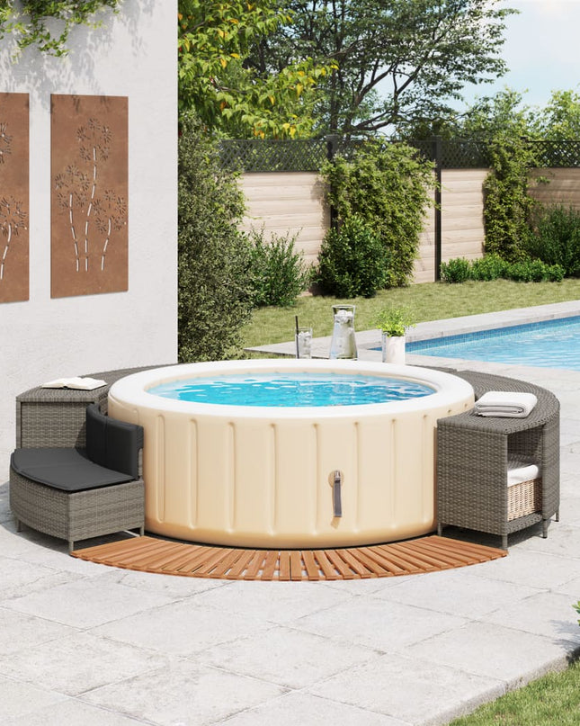 Hottub-Ombouw Poly Rattan Massief Acaciahout