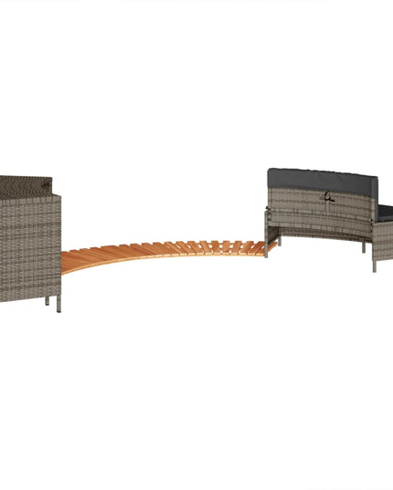 Hottub-Ombouw Poly Rattan Massief Acaciahout