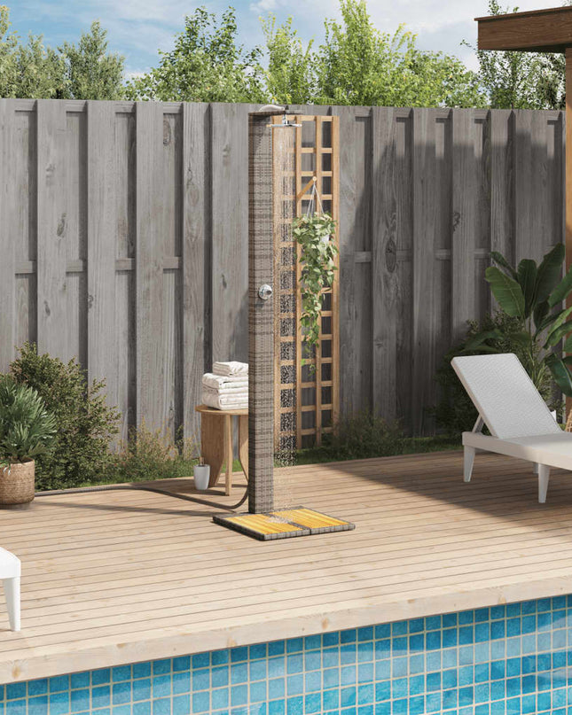 Buitendouche 50X55X224 Cm Poly Rattan En Acaciahout
