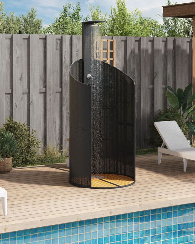 Buitendouche 100X100X241,5 Cm Poly Rattan En Acaciahout