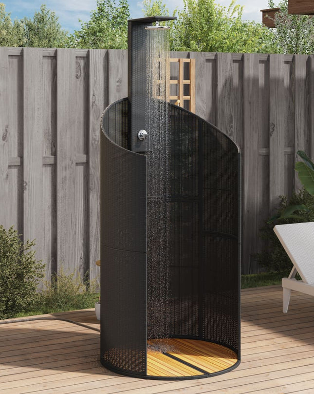 Buitendouche 100X100X241,5 Cm Poly Rattan En Acaciahout