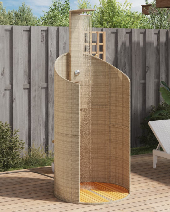 Buitendouche 100X100X241,5 Cm Poly Rattan En Acaciahout