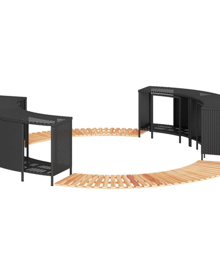 Hottub-Ombouw Poly Rattan En Massief Acaciahout Zwart