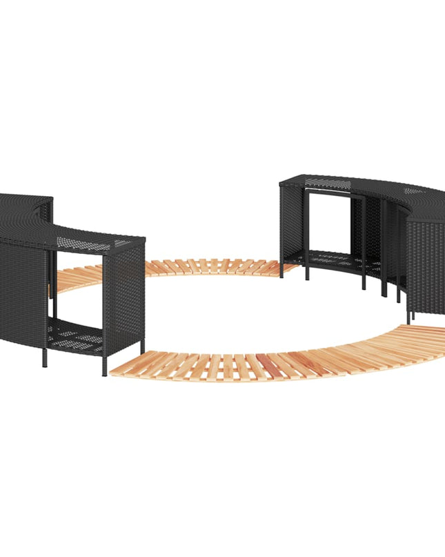 Hottub-Ombouw Poly Rattan En Massief Acaciahout Zwart