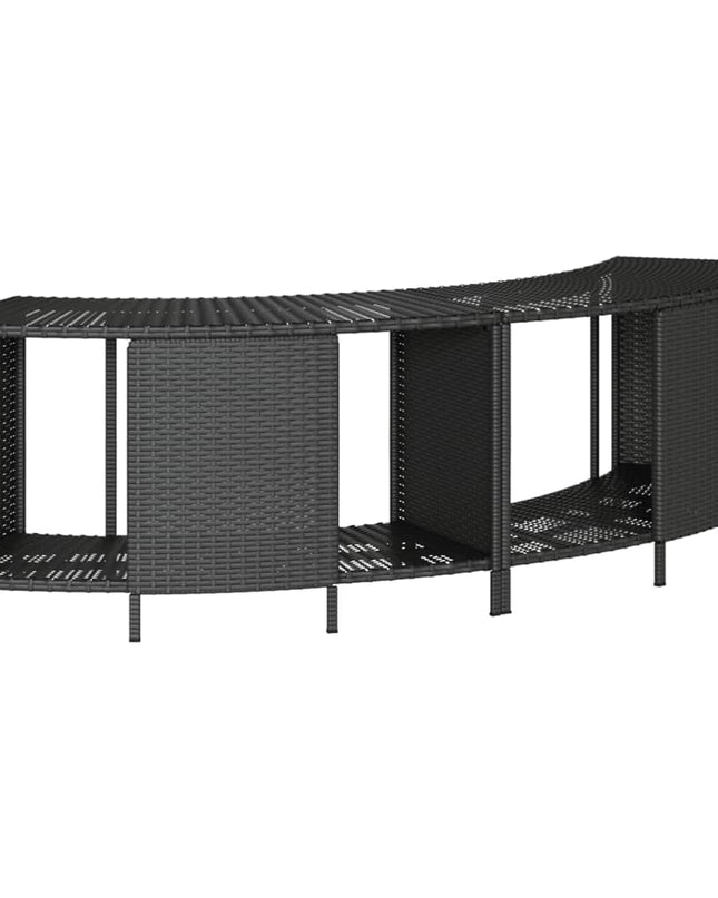 Hottub-Ombouw Poly Rattan En Massief Acaciahout Zwart