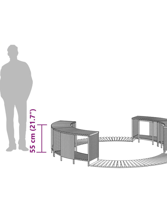 Hottub-Ombouw Poly Rattan En Massief Acaciahout Zwart
