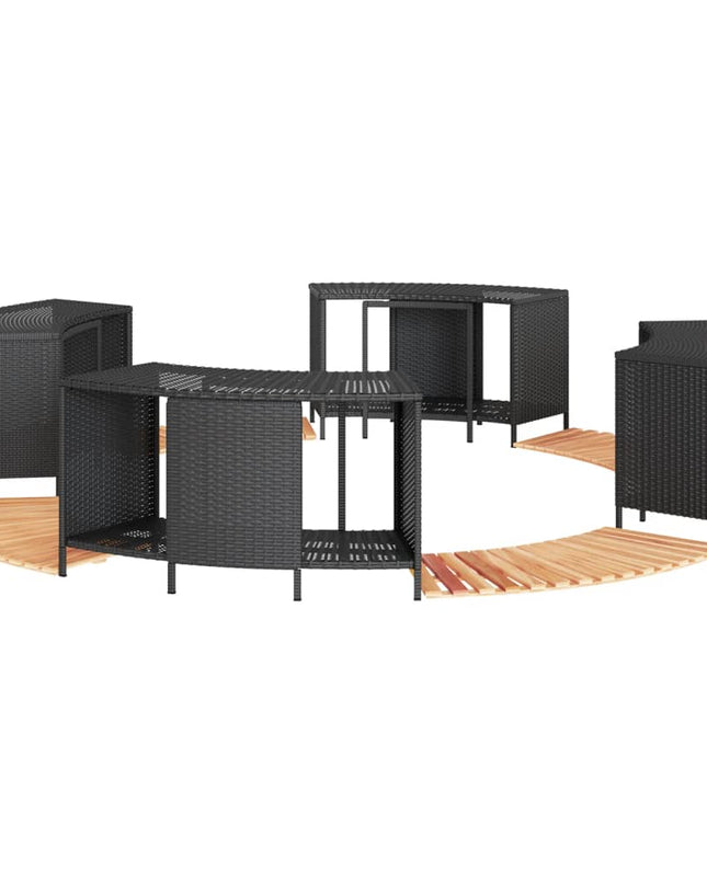 Hottub-Ombouw Poly Rattan En Massief Acaciahout Zwart