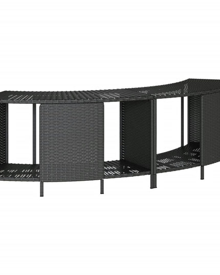 Hottub-Ombouw Poly Rattan En Massief Acaciahout Zwart