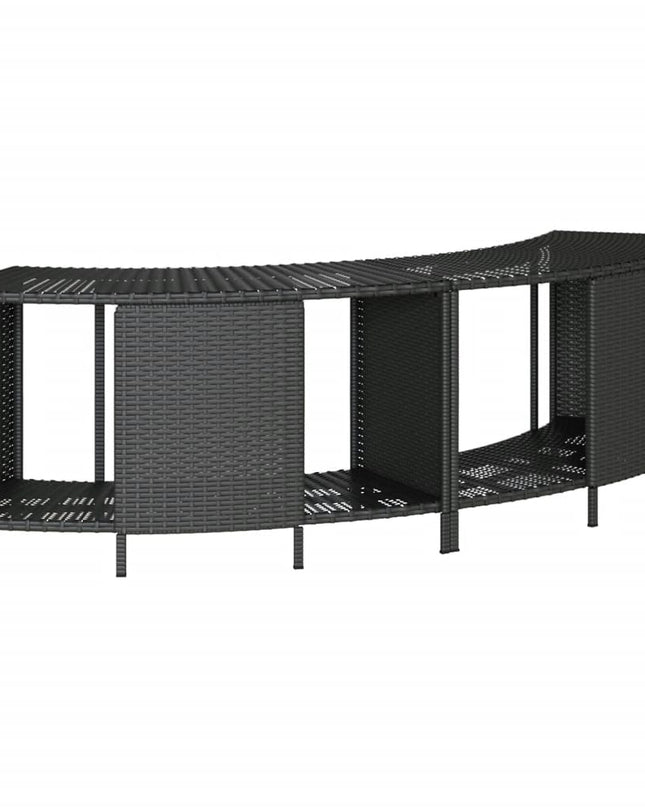 Hottub-Ombouw Poly Rattan En Massief Acaciahout Zwart