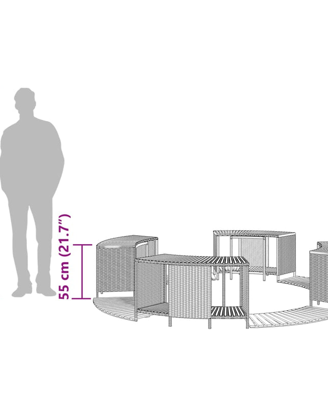 Hottub-Ombouw Poly Rattan En Massief Acaciahout Zwart
