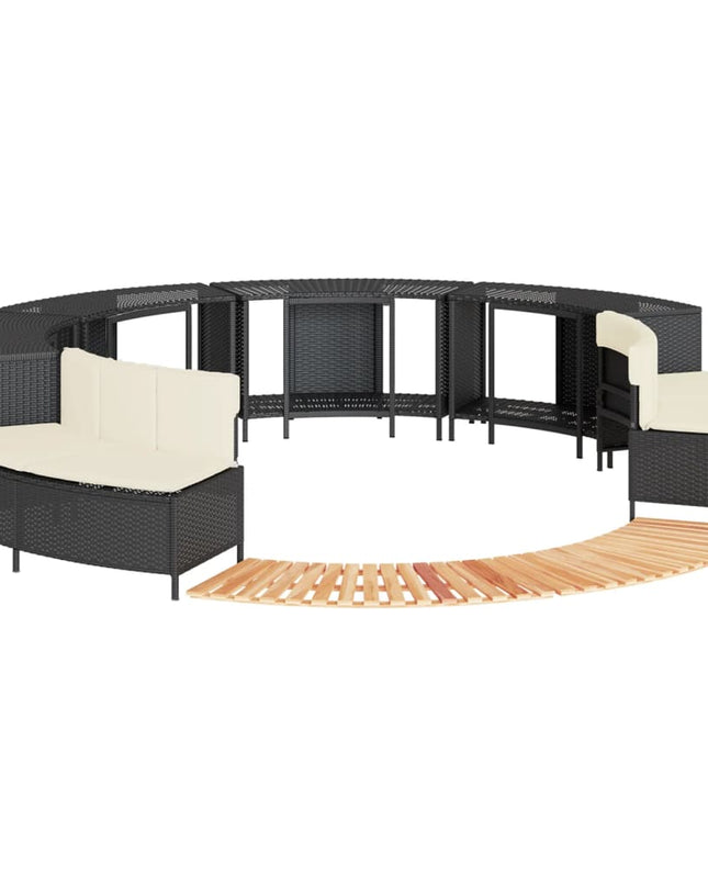 Hottub-Ombouw Poly Rattan En Massief Acaciahout Zwart