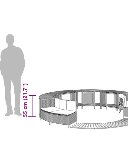 Hottub-Ombouw Poly Rattan En Massief Acaciahout Zwart