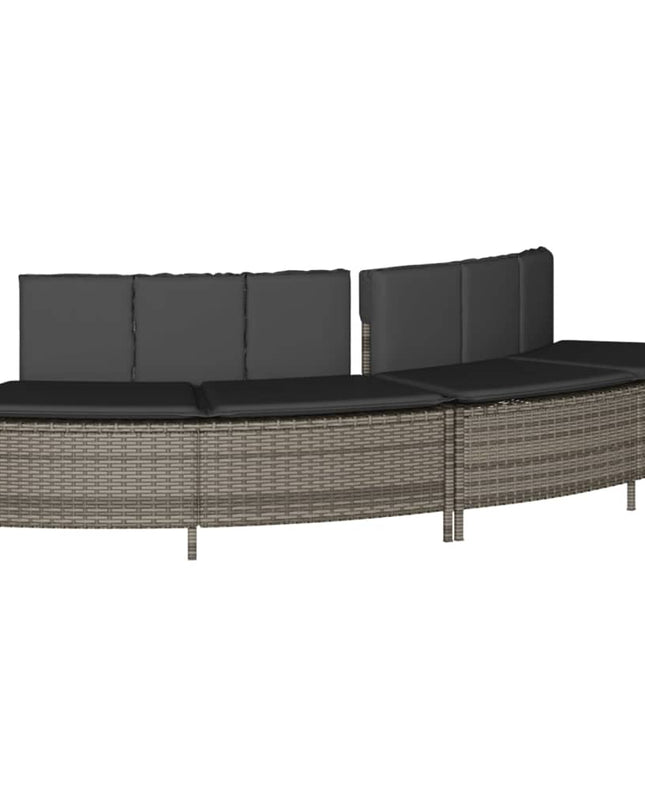 Hottub-Ombouw Poly Rattan Massief Acaciahout Grijs