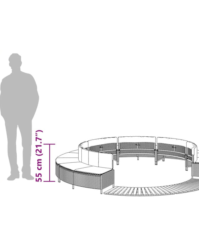 Hottub-Ombouw Poly Rattan Massief Acaciahout Grijs