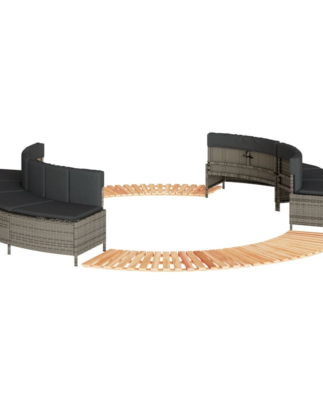 Hottub-Ombouw Poly Rattan En Massief Acaciahout