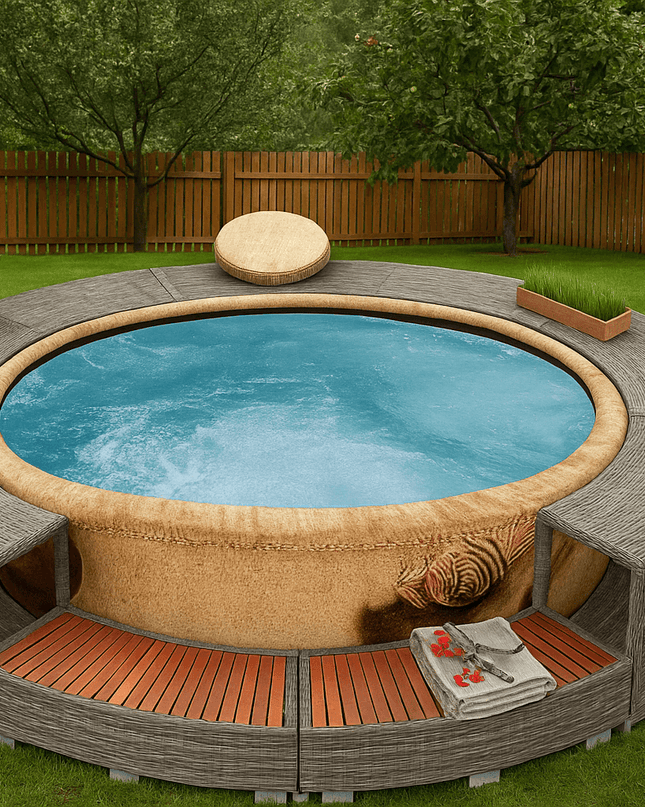 Zwarte Hottub Ombouwset – Banken, Opbergrekken & Houten Opstapjes voor Spa
